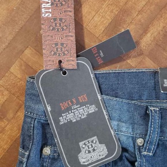 BRAND NEW Rock N Run classic CL9526W dk dark blue slim straight denim jeans pant - Picture 7 of 9